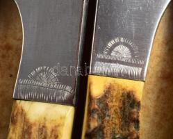 Vadász stílusú kés szett, 6 darab, agancs nyelekkel, h: 2 cm