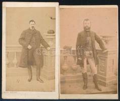 cca 1865 2 db keményhátú fotó Franz Vogler szentgotthárdi műterméből, ajándékozási sorokkal, 10,5×6,5 cm