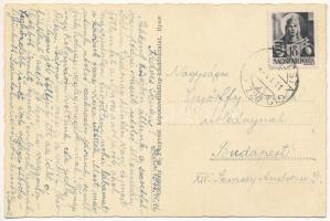 1944 Déda, Deda; látkép, vasútállomás, vonat / general view, railway station + " M. KIR. POSTA ...