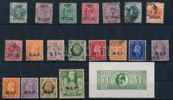 Nagy-Britannia 1896-1943 19 klf katonai posta és hivatalos bélyeg + 1 reprint