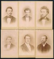 cca 1865 6 db keményhátú férfiportré Rupprecht soproni műterméből, 10,5×6,5 cm
