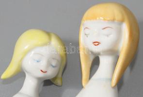 Hollóházi olvasó lányok. Terv.: Káldor Aurél. kézzel festett, jelzett, hibátlan. m: 14,5 cm