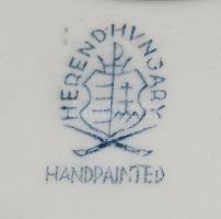 Herendi gyertyatartó, 3 plasztikus sárga rózsa díszítéssel, egy szirom sérült, d: 14 cm