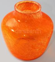 Karcag Berekfürdő krakléüveg váza, hibátlan, m: 13,5 cm