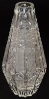 Ólomkristály váza, gazdag díszítéssel, hibátlan, m: 20,5 cm