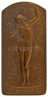 Franciaország 1900 k. "FLORE" kétoldalas, női aktot ábrázoló, peremén jelzett bronz plakett. Szign.: C. Loudray (50mm) T:AU / France around 1900 "FLORE" double-sided bronze plaque depicting a female nude, marked on the edge. Sign: C. Loudray (50mm) C:AU