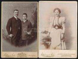 cca 1900 Műtermi portrék Ellinger Ede budapesti műterméből, 2 db, 16,5×10,5 cm