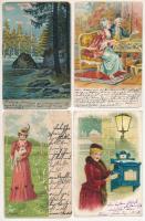 54 db RÉGI (1905 előtti) üdvözlőlap, közte lithok / 54 pre-1905 greeting art postcards, with lithos