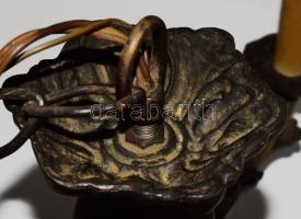 Háromágú réz csillár fa betéttel d: 55 cm