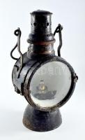 Vasutas lámpa. nagy méretű fertett, petróleumlámpa. Korrodált 40cm