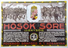 "Fővárosi Sörfőző Rt. Kőbányán, Hősök Söre idénysör", reprint reklám plakát, kissé hullámo...