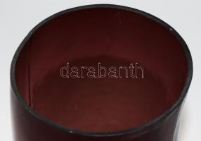 Ívelt testű modern mangán színű váza, jelzés nélkül, minimális pattogzással, m: 25 cm