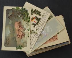 100 db RÉGI üdvözlőlap vegyes minőségben, közte lithok / 100 pre-1945 greeting postcards in mixed quality, with lithos