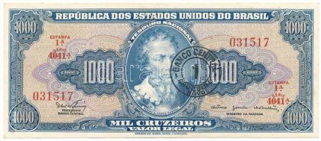 Brazília DN(1967) 1000C fekete "1 Cruzeiros Novos" felülbélyegzéssel T:XF Brazil ND(1967) 1000 Cruzeiros with black "1 Cruzeiros Novos" overprint C:XF Krause P#187b