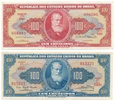 Brazília DN(1961) 100C + DN(1963) 100C T:F, szép papír Brazil ND(1961) 100 Cruzeiros + ND(1963) 100 Cruzeiros C:F, fine paper Krause P#170a, P#180