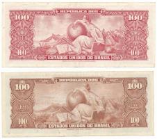 Brazília DN(1961) 100C + DN(1963) 100C T:F, szép papír
Brazil ND(1961) 100 Cruzeiros + ND(1963) 100...