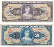 Brazília DN(1961) 50C + DN(1963) 50C T:F, szép papír Brazil ND(1961) 50 Cruzeiros + ND(1963) 50 Cruzeiros C:F, fine paper Krause P#169, P#179