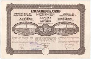 Románia / Lugos 1925. "J. Muschong &amp; Comp Gőztégla-És Tetőcserépgyárak Rt." részvé...