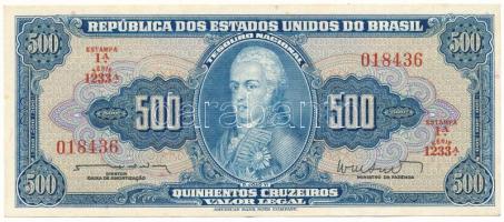 Brazília DN(1962) 500C "1233A. 018436" T:XF,VF Brazil ND(1962) 500 Cruzeiros "1233A. 018436" C:XF,VF Krause P#172b