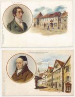 5 db RÉGI zeneszerző művészlap: Christoph Martin Wieland, C. M. v. Weber, Fr. Chopin, Franz Schubert...