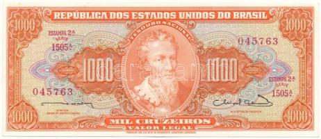 Brazília DN(1963) 1000C "1505A. 045763" T:XF Brazil ND(1963) 1000 Cruzeiros "1505A. 045763" C:XF Krause P#181