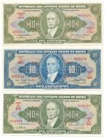 Brazília DN(1954-1956) 10C (2xklf) + DN(1961) 10C T:AU,XF Brazil ND(1954-1956) 10 Cruzeiros (2xdiff) + ND(1961) 10 Cruzeiros C:AU,XF Krause P#159b, P#159c, P#167a