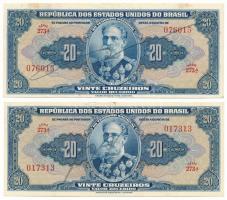 Brazília DN(1943) 20C (2xklf aláírásokkal) T:XF,F, szép papír
Brazil ND(1943) 20 Cruzeiros (2xdiff ...