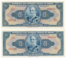 Brazília DN(1943) 20C (2xklf aláírásokkal) T:XF,F, szép papír Brazil ND(1943) 20 Cruzeiros (2xdiff signatures) C:XF,F, fine paper Krause P#136a