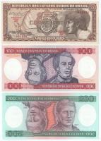 Brazília DN(1962) 5C + DN(1981) 100C + 200C T:UNC,AU Brazil ND(1962) 5 Cruzeiros + ND(1981) 100 Cruzeiros + 200 Cruzeiros C:UNC,AU Krause P#166b, P#198a, P#199a