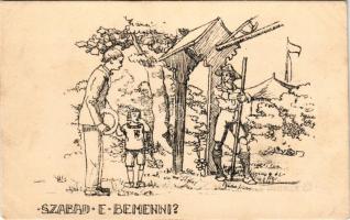 Szabad-e bemenni? 13. számú Ezermester cserkészcsapat Tábori levelezőlap / Hungarian boy scout art postcard (EK)