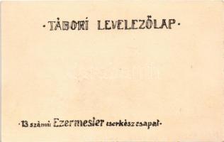 Készül a metélt tészta. 13. számú Ezermester cserkészcsapat Tábori levelezőlap / Hungarian boy scout...
