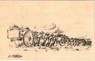 A trén. 13. számú Ezermester cserkészcsapat Tábori levelezőlap / Hungarian boy scout art postcard (fl)