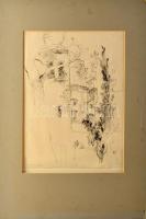 Dobesch Máté (1978-): Költők kertje, 2003. Ceruza, papír, jelzett. Paszpartuban. 31x24 cm