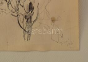 Dobesch Máté (1978-): Költők kertje, 2003. Ceruza, papír, jelzett. Paszpartuban. 31x24 cm