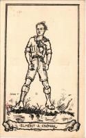 1925 Elment a csónak. Magyar cserkész művészlap / Hungarian boy scout art postcard s: Petry + "Ezermester cserkésztábor Balatonaliga 1925" (fl)