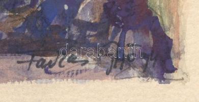 Farkas Györgyi (-): Eze, Provence, 2004. Akvarell, papír, jelzett. 22x16 cm