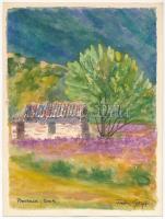 Farkas Györgyi (-): Provence, 2004. Akvarell, papír, jelzett. 22x16 cm