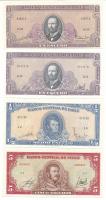 Chile DN(1967-1970) 1/2Esc (50c) + 1Esc + DN(1970-1973) 1Esc + DN(1970) 5Esc T:AU, közte egy XF Chile ND(1967-1970) 1/2 Escudo (50 Centésimos) + 1 Escudo + ND(1970-1973) 1 Escudo + ND(1970) 5 Escudos C:AU, including an XF Krause P#134Aa, P#135Ab, P#136, P#138