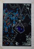 Haász Ágnes (1951-): Égi térkép, 1992. Elektrográfia, papír. Jelzett. Művészpéldány E.A. II/V számozással. Hátoldalán a művész autográf feliratával és bélyegzőjével. Lapszéli kisebb elszíneződéssel, paszpartuzás nyomaival. 37x25 cm