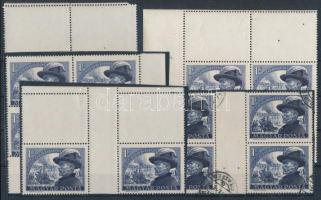 1950 Bem József 1Ft kis tétel, benne felső üres mezős bélyegek, összefüggések, ívközéprész