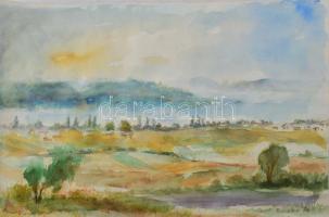 Buczkó Imre (1936-): Dunakanyar, 1976. Akvarell, papír. Jelzett. 30,5x44 cm