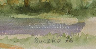 Buczkó Imre (1936-): Dunakanyar, 1976. Akvarell, papír. Jelzett. 30,5x44 cm