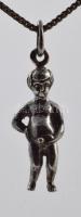 Ezüst (Ag) venezianer nyaklánc Manneken Pis medállal, jelzett, h: 48 cm, medál: 2,8 cm, nettó: 5,7 g