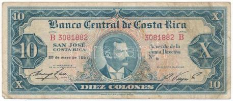 Costa Rica 1967. 10C "B 3081882" T:F,VG Costa Rica 1967. 10 Colones "B 3081882" C:F,VG Krause P#229