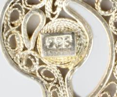 Ezüst (Ag) gyűrű, fülbevaló pár, lánc, medál, jelzés nélkül, nettó 16,6g