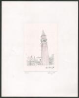 Kállay Zsolt (-): Velence. Ceruza, papír, jelzett, lap teteje papírra kasírozva. 11,5x9 cm