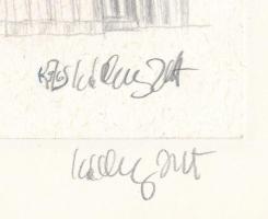 Kállay Zsolt (-): Velence. Ceruza, papír, jelzett, lap teteje papírra kasírozva. 11,5x9 cm