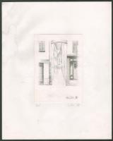 Kállay Zsolt (-): Basel. Ceruza, papír, jelzett, lap teteje papírra kasírozva. 13x10 cm