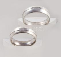 Ezüst (Ag) 2 db sávos karikagyűrű, jelzett, méret: 55, 51, nettó: 7,5 g