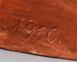 Medgyessy Ferenc (Debrecen, 1881 ? Budapest, 1958): Pihenő legény. 1960, engóbozott kerámia, jelzett...